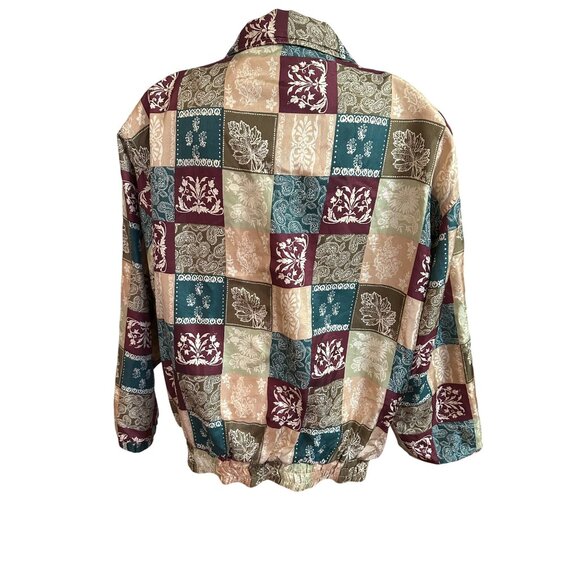 Vintage East West All Over Patchwork  Silk Bomber Jacket Full Zip Lightweight - Picture 2 of 11